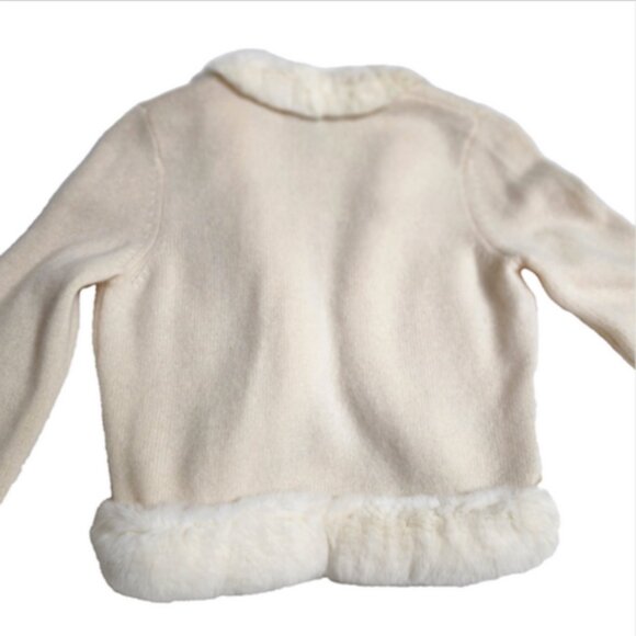 White+Warren 100% Cashmere Open Front Shrug w/Rabbit Trim Vintage RARE - Picture 8 of 8